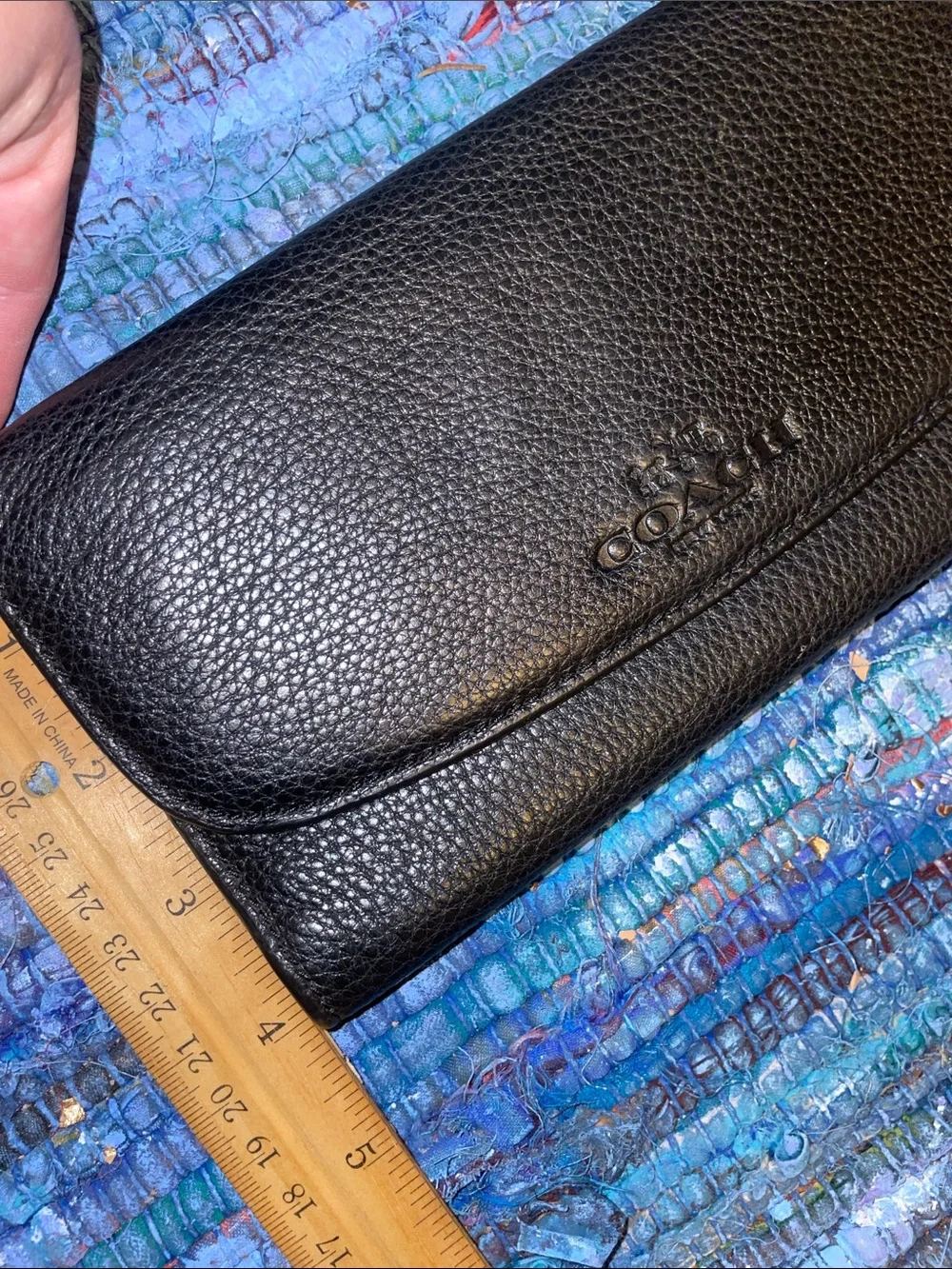 Coach Black Pebbled Leather Flap Wallet